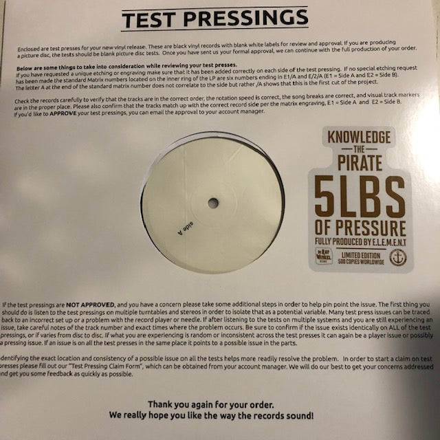 5lbs Of Pressure - Knowledge The Pirate // Test Pressing