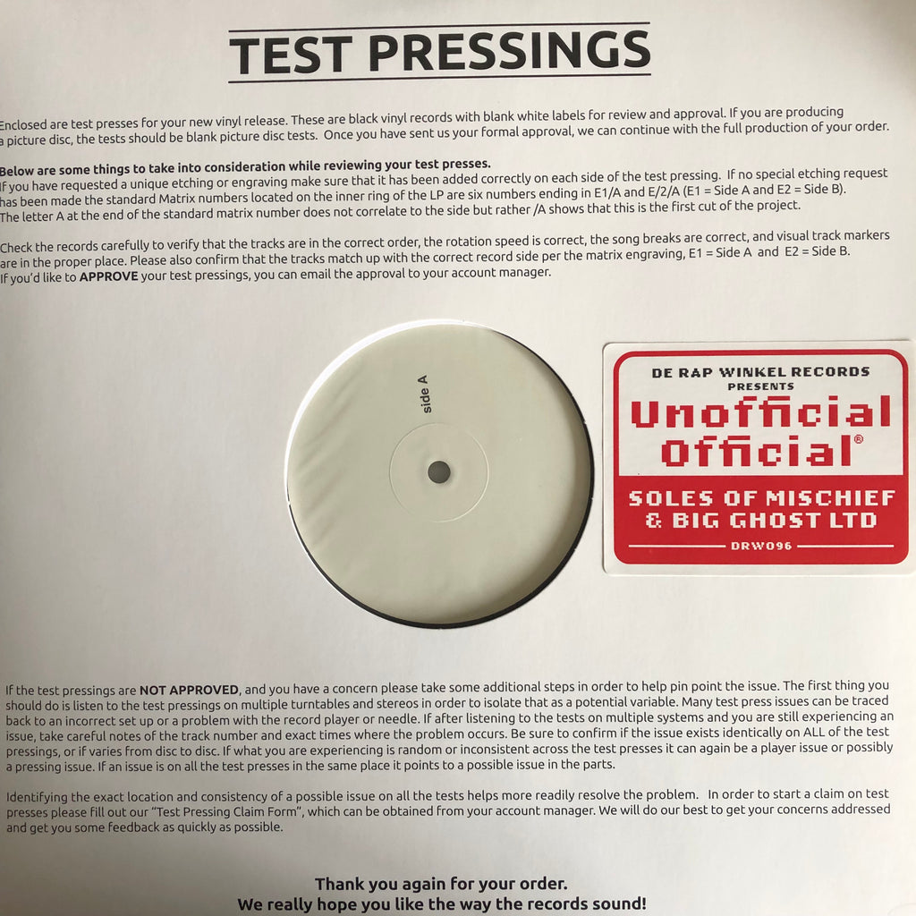 Unofficial Official - Big Ghost LTD // Test Pressing