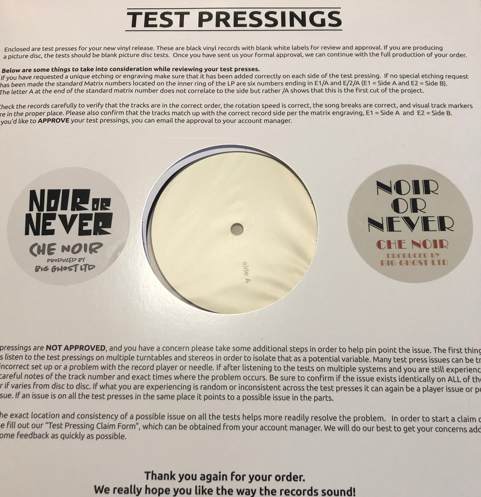 Noir Or Never // che Noir // Test Pressing – deRapWinkel.nl