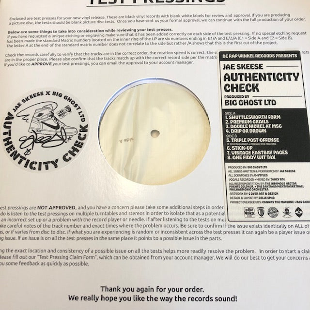 Authenticity Check - Jae Skeese // Test Pressing