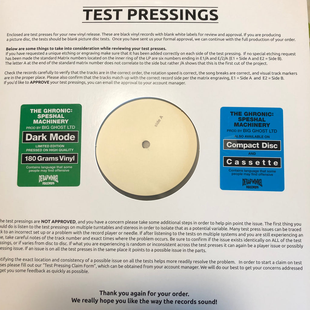 The Ghronic: Speshal Machinery // Test Pressing