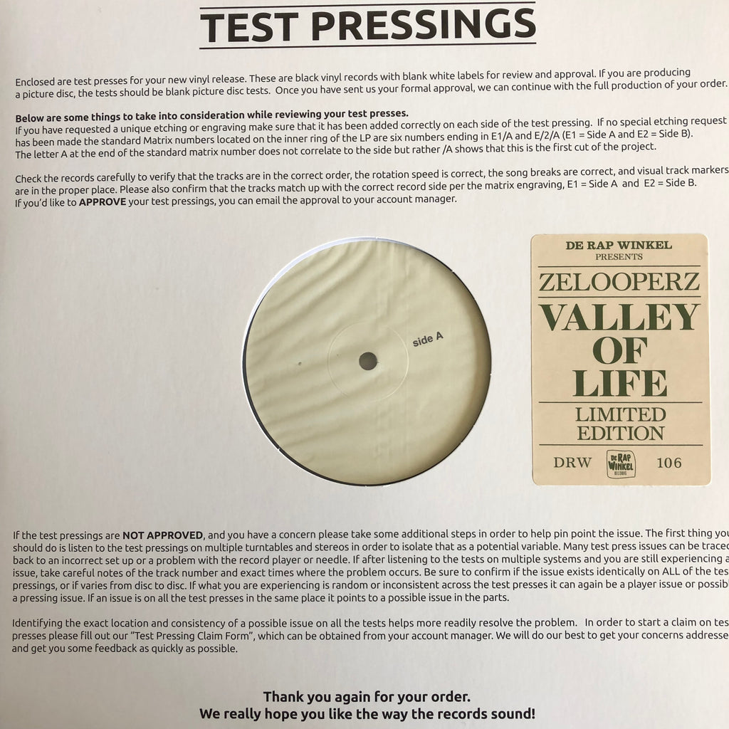 Valley Of Life - Zelooperz // Test Pressing