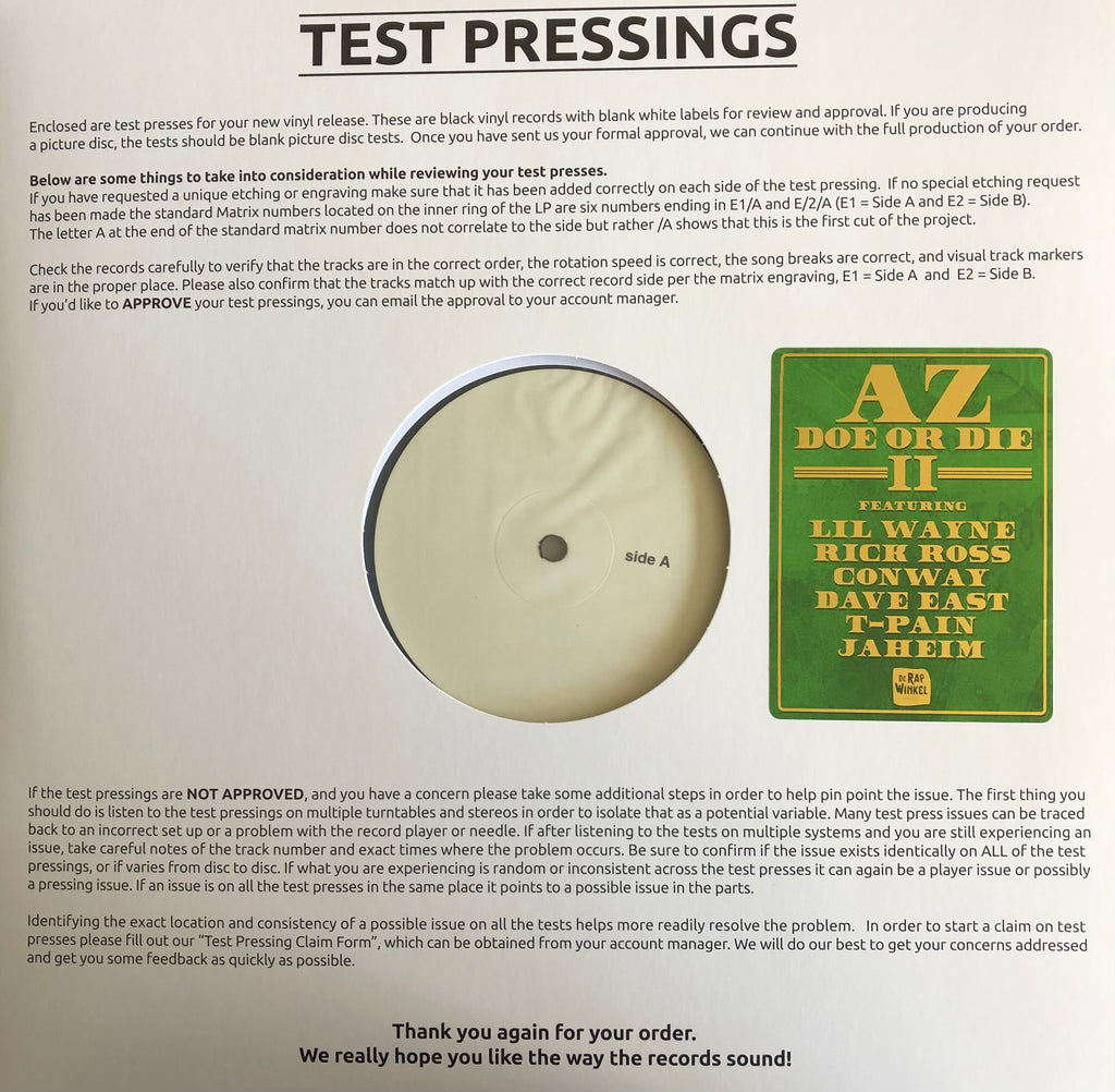 Doe Or Die II - AZ // Test Pressing